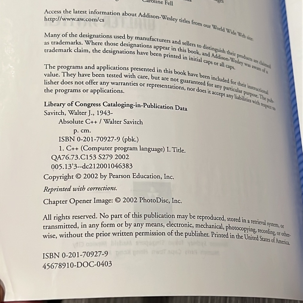 Absolute C++ First Edition Book - Picture 7 of 10